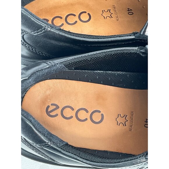 Ecco Mens Leather Slip-On Loafers Size 40 Black - Picture 3 of 7